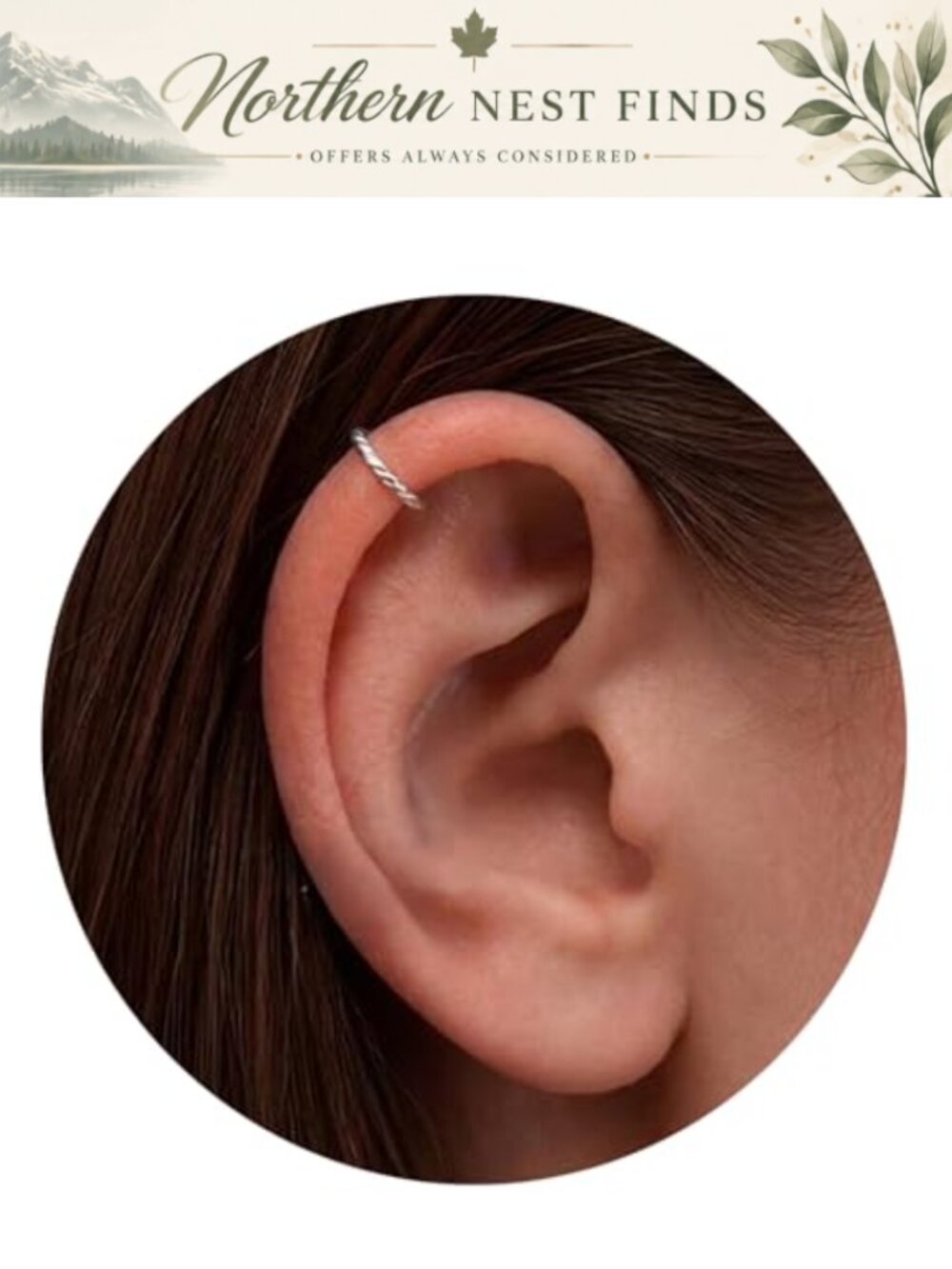 925 Sterling Silver Cartilage Hoop Earring 20G 8mm Small Piercing Jewelry